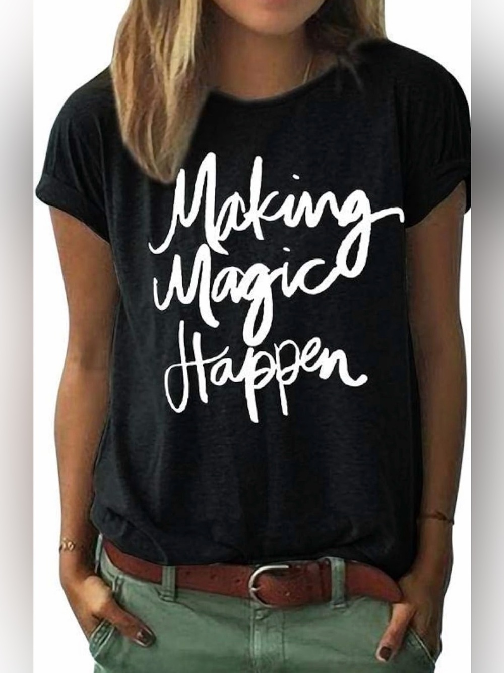 Making Magic Happen Shirt Women Short Sleeve Cute Funny
Vacation Tee T-Shirt